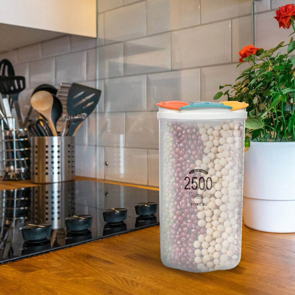 Clear Airtight Cereal Storage Food Container With Lids For Sesame Flour Dry Food 2500ml