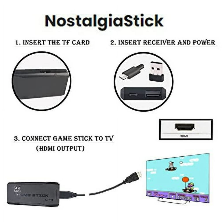 Game Stick 10,000 Retro Games, 2.4g Wireless Controller Gamepad 4K Game Stick, USB Game Stick