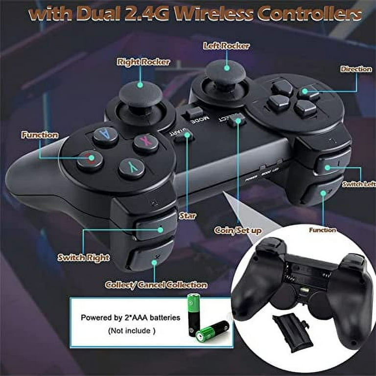 Game Stick 10,000 Retro Games, 2.4g Wireless Controller Gamepad 4K Game Stick, USB Game Stick