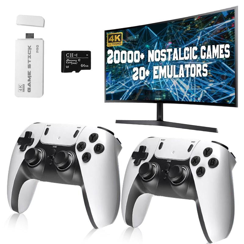 20,000+ Retro Game Stick, Plug and Play Video Games Console 26 Emulators, 4K HDMI Output, Premium Competitive Dual Controllers