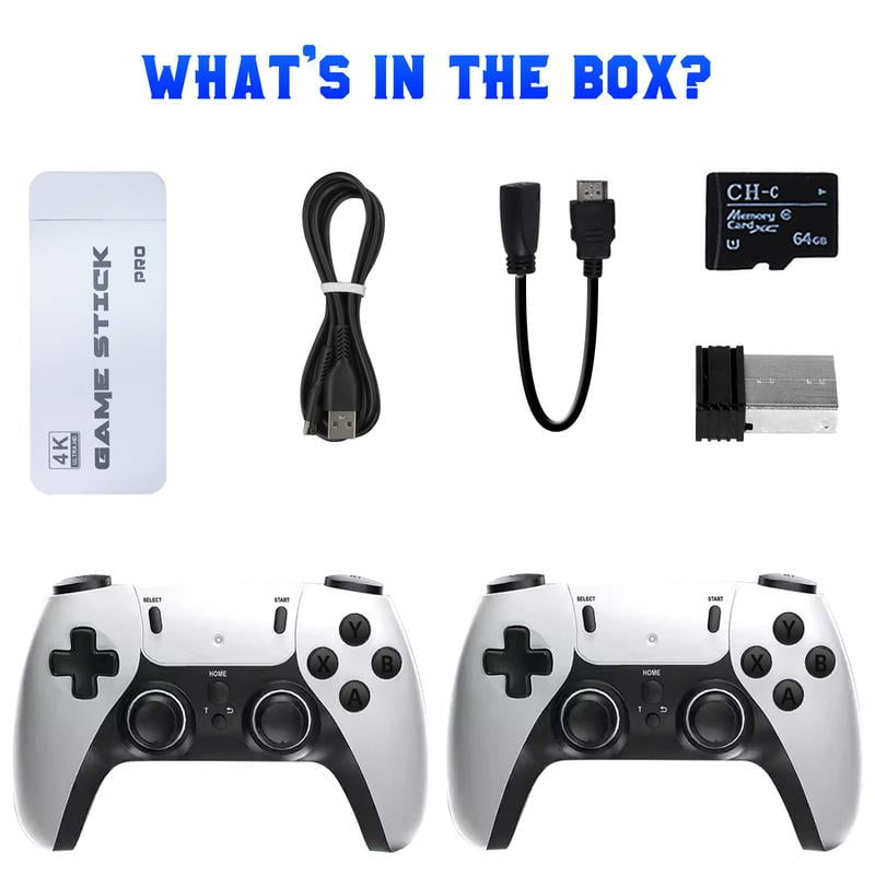 20,000+ Retro Game Stick, Plug and Play Video Games Console 26 Emulators, 4K HDMI Output, Premium Competitive Dual Controllers