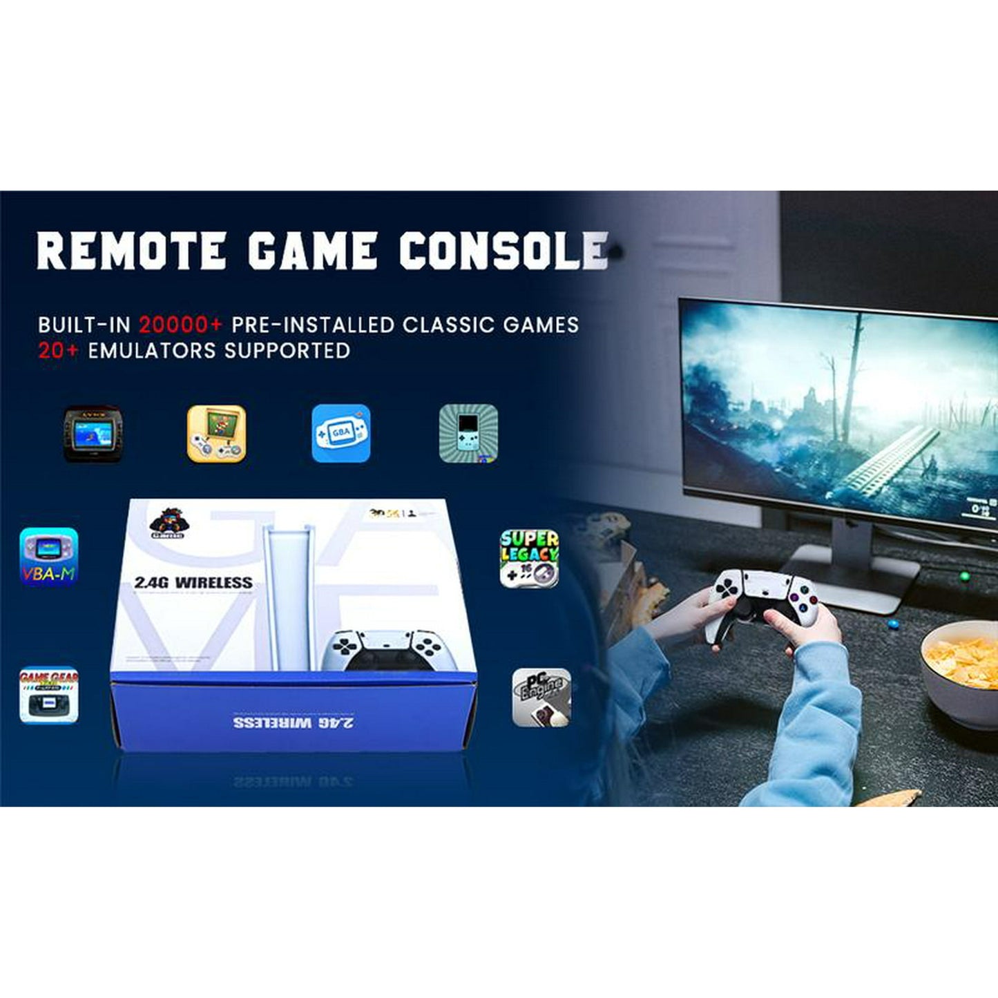 20,000+ Retro Game Stick, Plug and Play Video Games Console 26 Emulators, 4K HDMI Output, Premium Competitive Dual Controllers