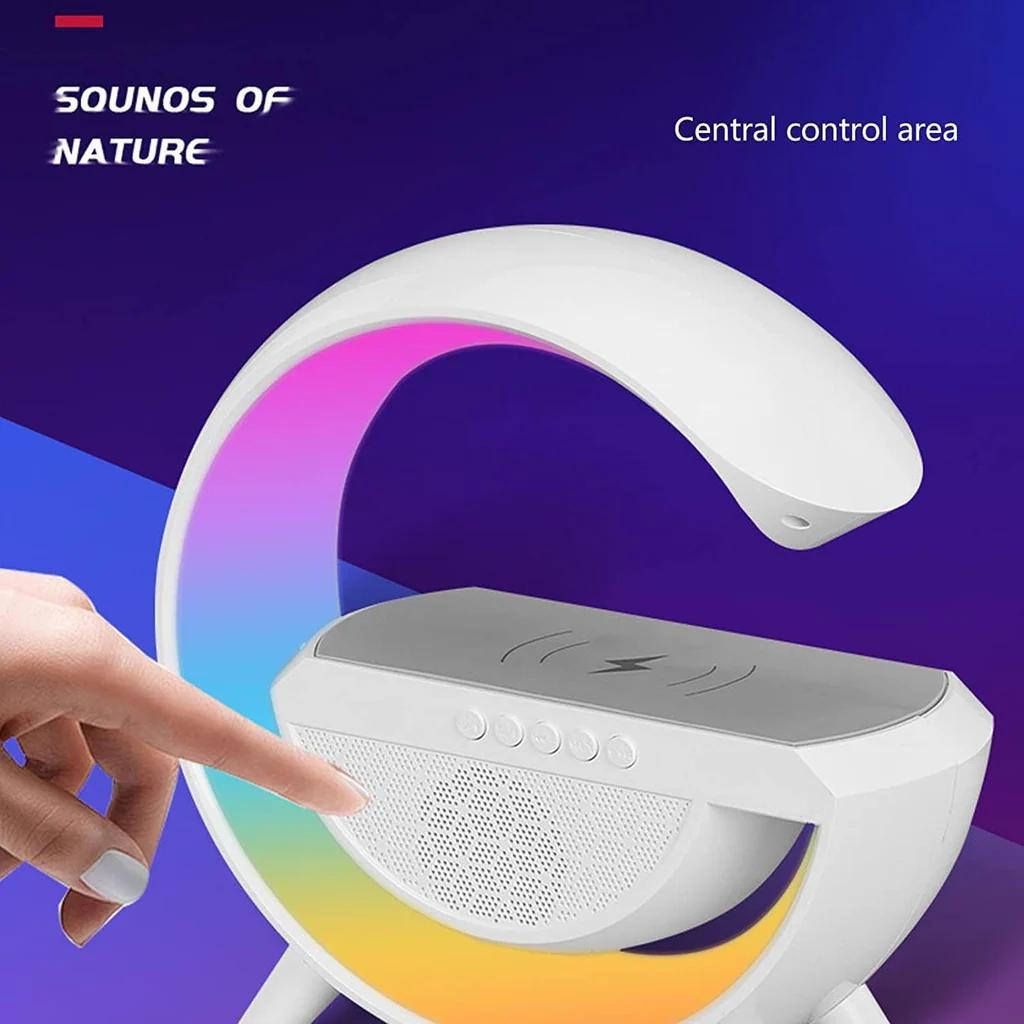 Wireless Charging Bedside LED Night Light, Bluetooth Speaker, Smart Big G Colorful Atmosphere Lamp