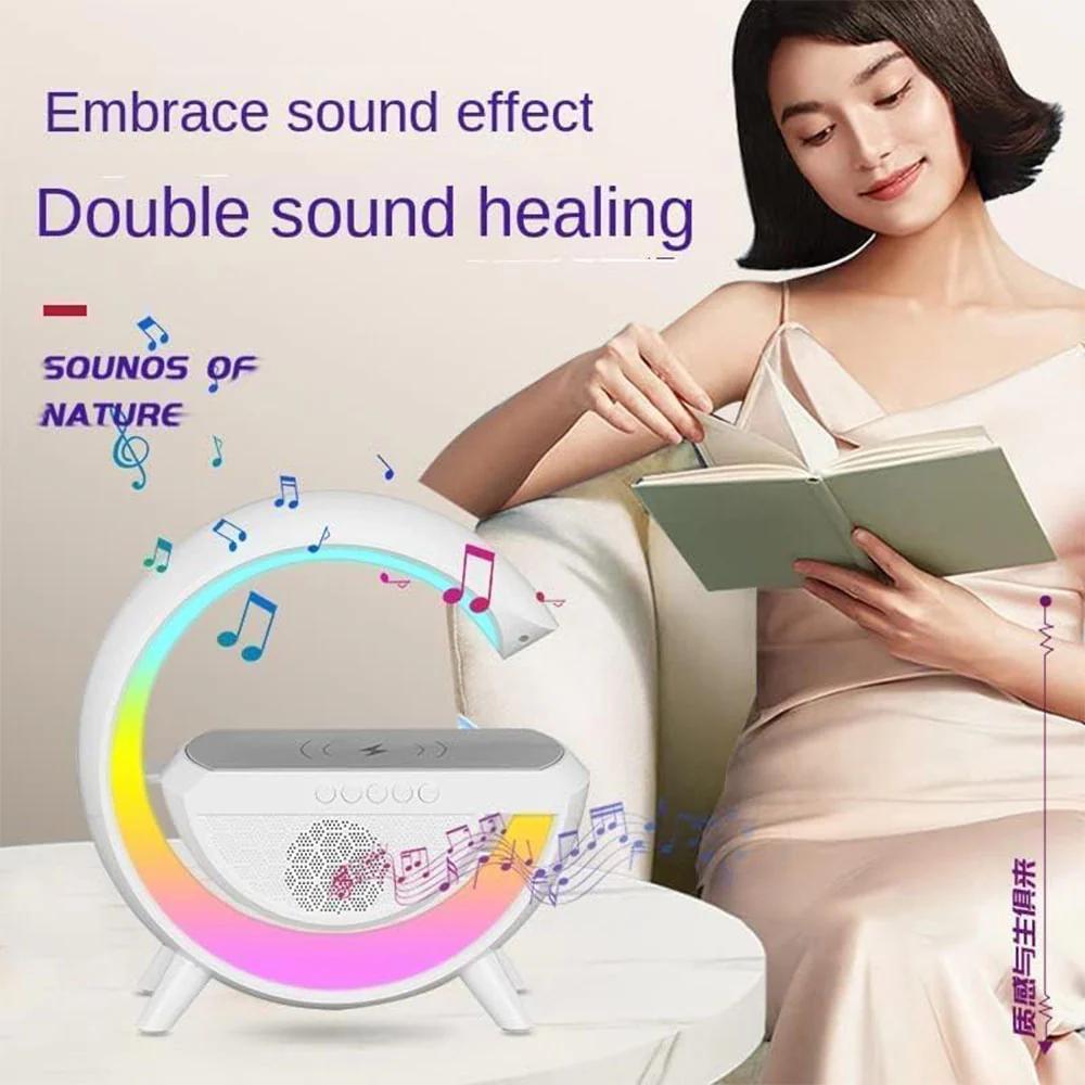 Wireless Charging Bedside LED Night Light, Bluetooth Speaker, Smart Big G Colorful Atmosphere Lamp