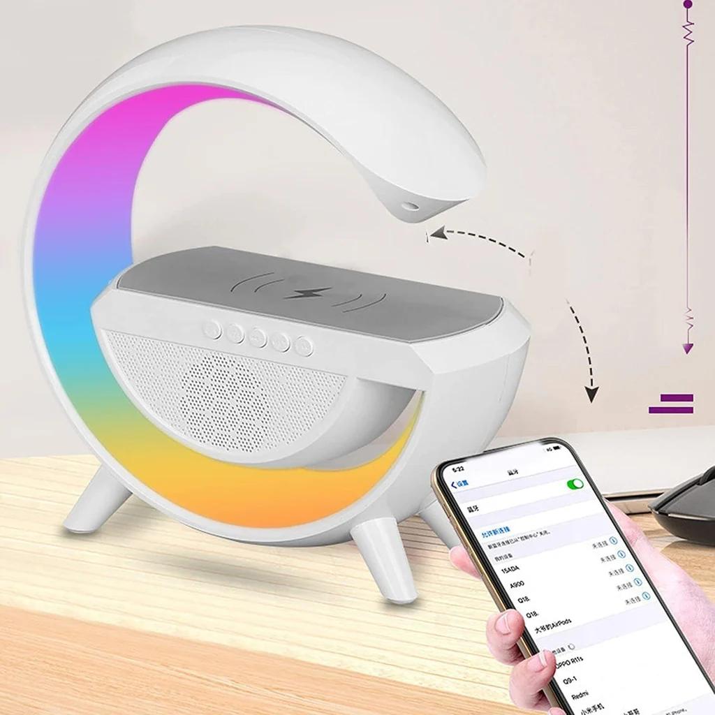Wireless Charging Bedside LED Night Light, Bluetooth Speaker, Smart Big G Colorful Atmosphere Lamp