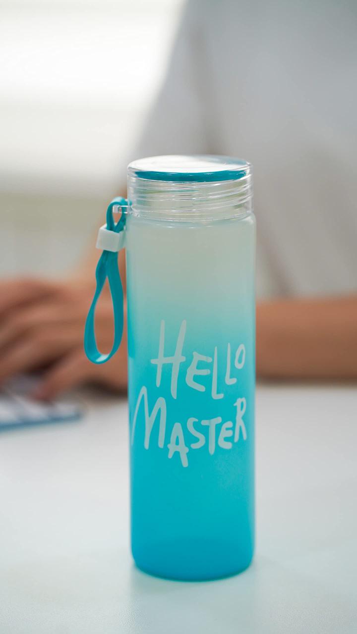 Master Glass Water Bottle with Airtight Cap Holder Strap, 480 ml