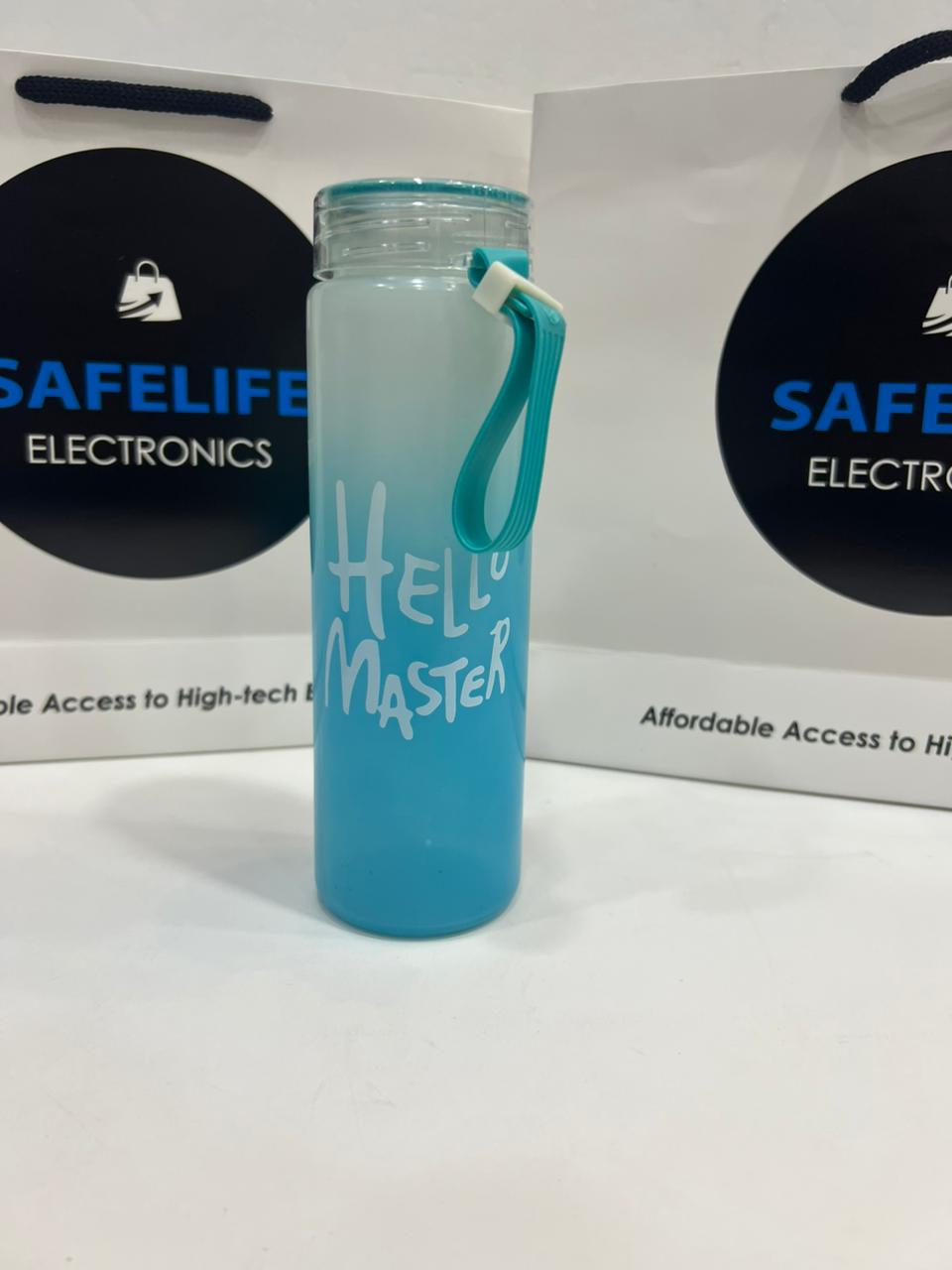 Master Glass Water Bottle with Airtight Cap Holder Strap, 480 ml