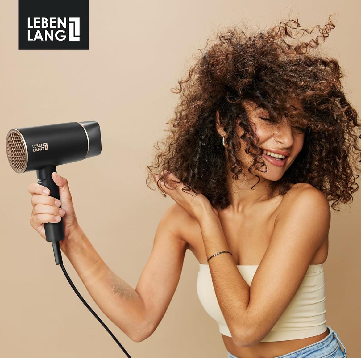 Leban Lang Ionic(Made in Germany) Hair Dryer 1800-2100W - Compact, Portable, Lightweight, with Diffuser and Bag for Travel