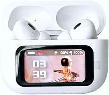 Airpod Pro 2Generation with Display Touch Screen Control Wireless Earbuds, with ANC ENC Active Noise Cancellation, Type C Fast Charging White