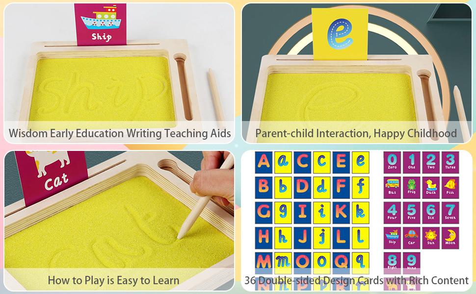 Wood Sand Tray - Sand Writing Trays, Kids Sensory Trays | Montesori Teaching Aids Letter Spelling Words Scraping Sandbox, Sand Tracing Tray Educational Toys