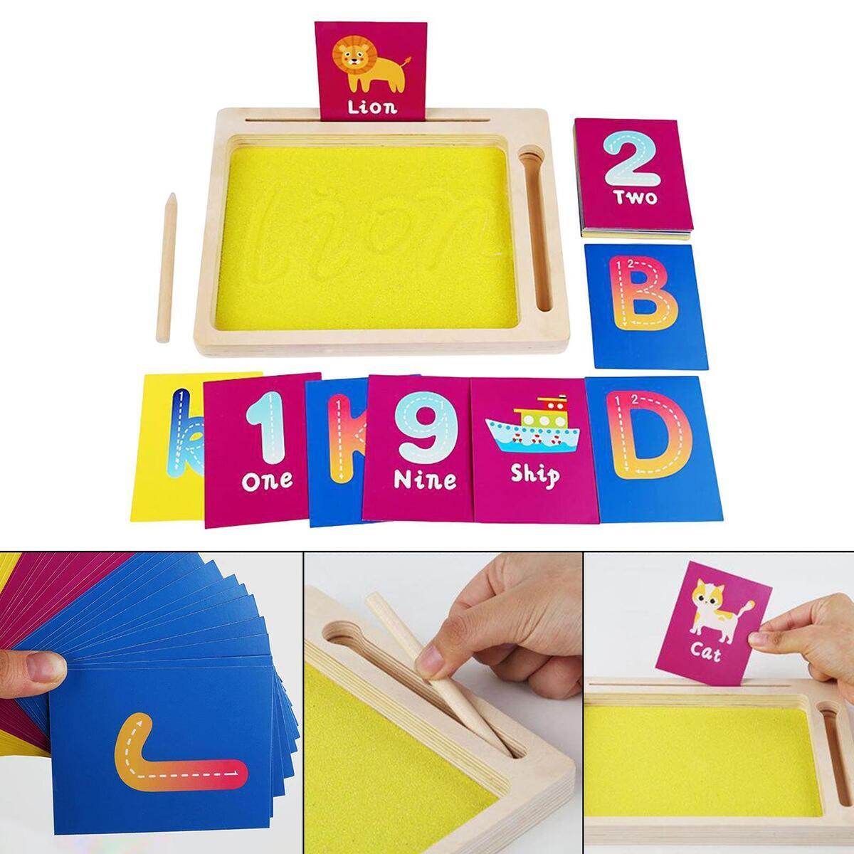 Wood Sand Tray - Sand Writing Trays, Kids Sensory Trays | Montesori Teaching Aids Letter Spelling Words Scraping Sandbox, Sand Tracing Tray Educational Toys