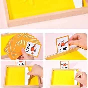 Wood Sand Tray - Sand Writing Trays, Kids Sensory Trays | Montesori Teaching Aids Letter Spelling Words Scraping Sandbox, Sand Tracing Tray Educational Toys