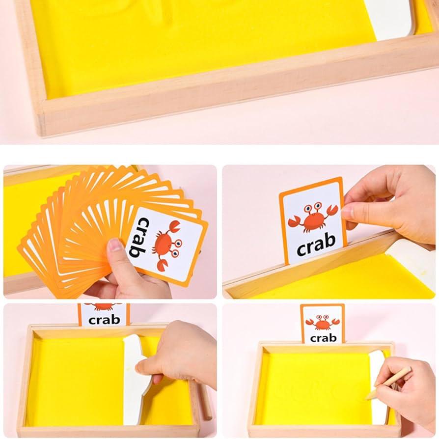 Wood Sand Tray - Sand Writing Trays, Kids Sensory Trays | Montesori Teaching Aids Letter Spelling Words Scraping Sandbox, Sand Tracing Tray Educational Toys