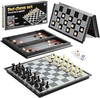 Magnetic Travel Games 3 in 1, Chess, BackGammon, Chequers