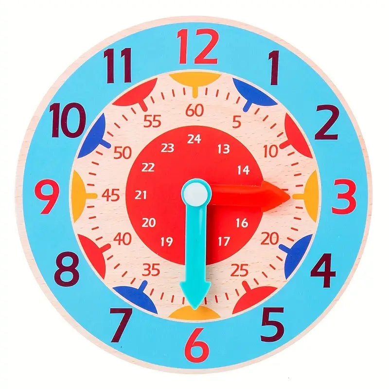 Colorful Wooden Educational Clock Toy - Early - Teaching Tool