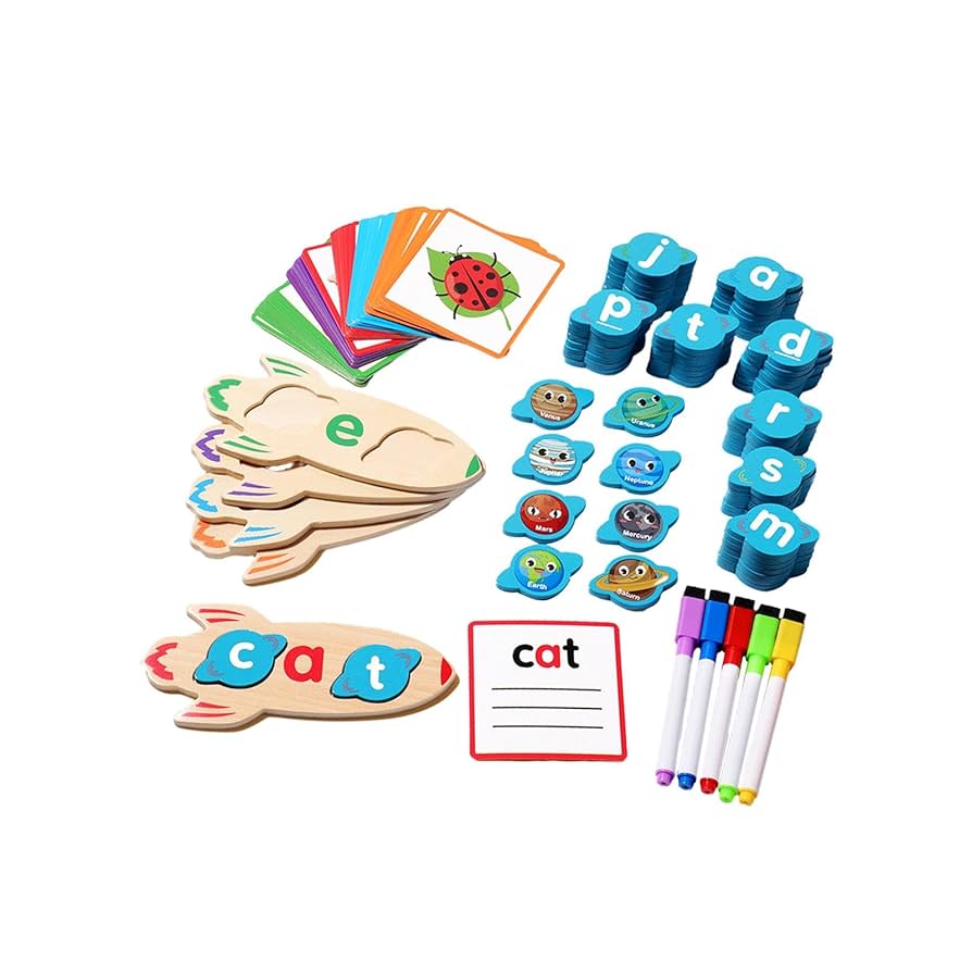 Wooden Word Spelling Game Learn Planets Eco- Math Educational Toy Kids