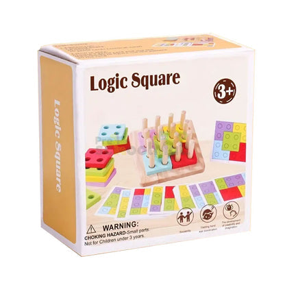 Wooden Logic Square Montessori Building Blocks Assembling Toy kids educational games