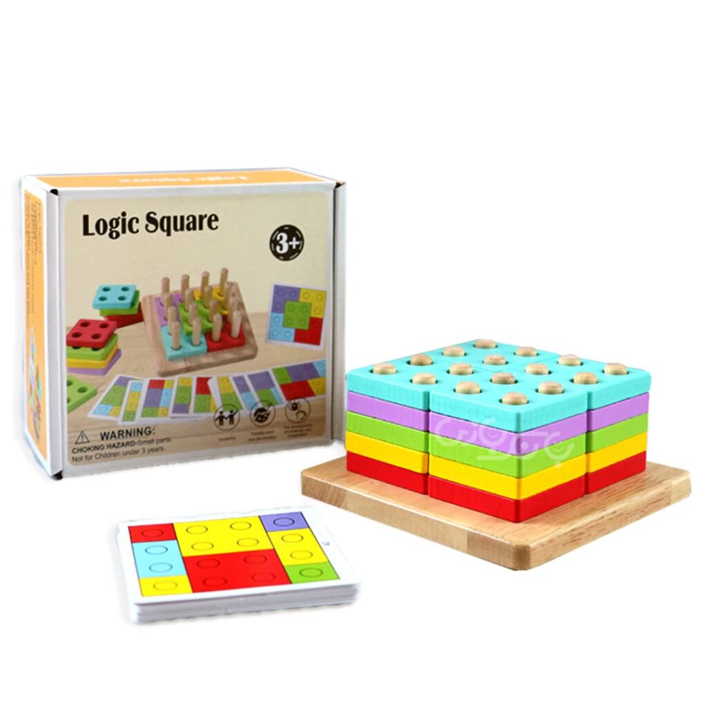 Wooden Logic Square Montessori Building Blocks Assembling Toy kids educational games