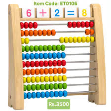 Wooden Abacus for Kids Math - 10 Row Bead Counting Frame with Counting Sticks & Number Alphabet Cards, Learn Counting, Educational Gift for Toddlers, Preschoolers - Ideal for Home, School & Daycare
