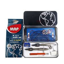 Map Mathematical Instruments Geometric Set Stationery Math Set Geometric Compass Box Architect