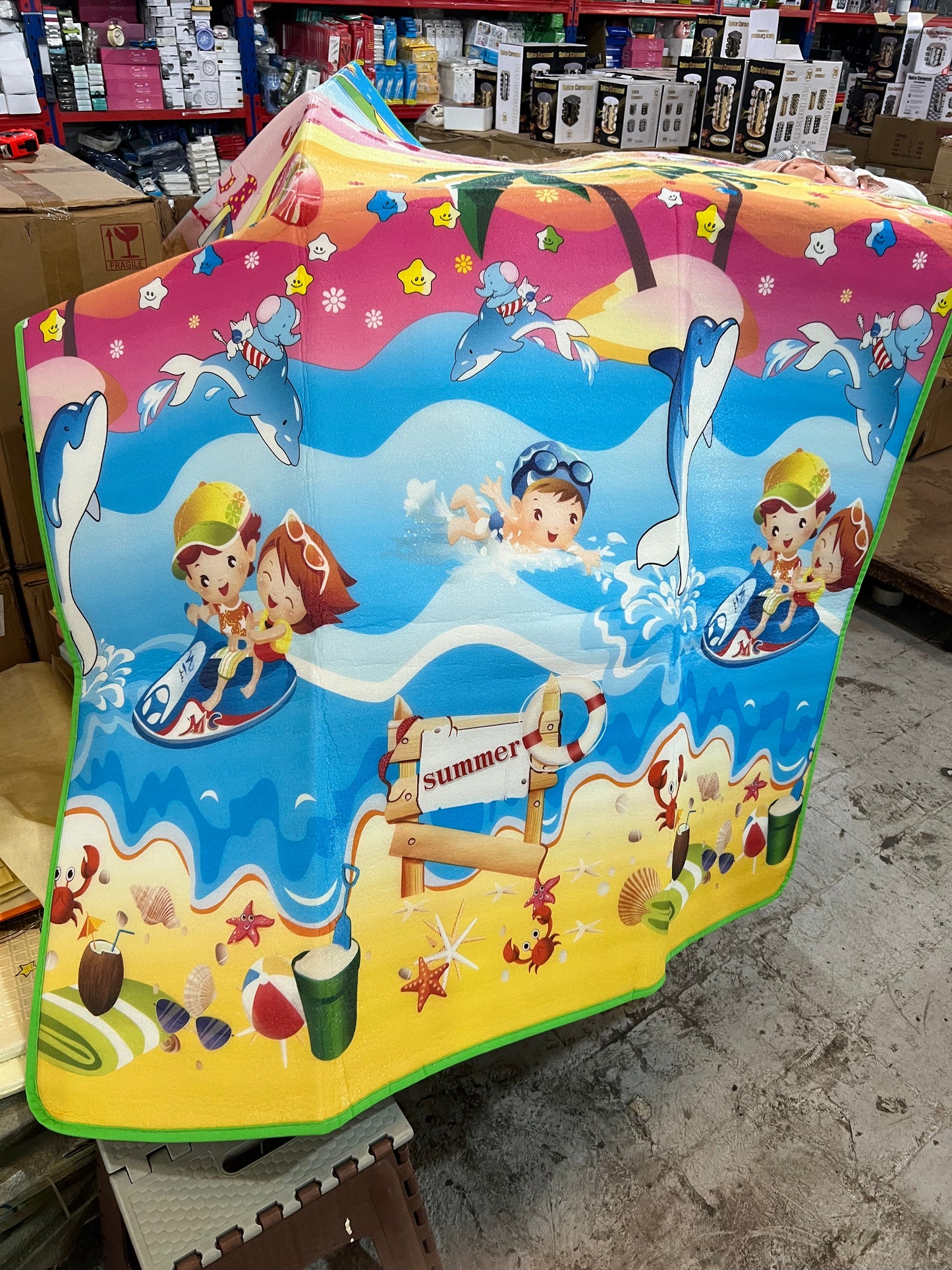 Waterproof Single Side Baby Play Crawl Floor Mat For Kids Picnic School Home (Size 180 X 115)