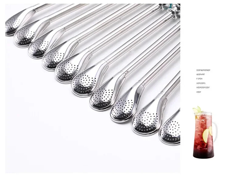 6 pcs Stainless Steel Straws with Brush Yerba Mate Bombilla Tea Gourd Reusable Straws Filtered Spoon Straw Mate Drink Bombilla Drinkingمصاصة مته