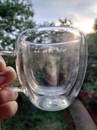 Double Wall Insulated Glass Tea Coffee Latte Glass Hot Cold Cup Mug Handle 200ML