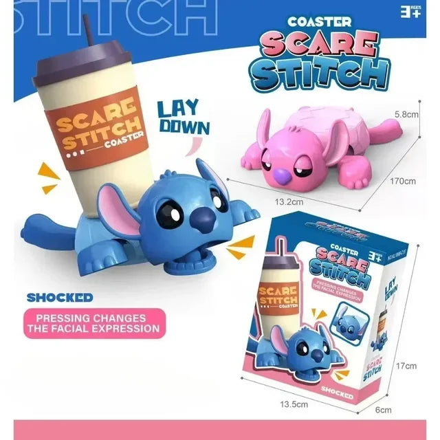 Disney Stitch Coaster Interactive Lever Motion Panicked Pose Novelty Mug Rest Kinetic Sculpture Desk Office Stress Relief Gift