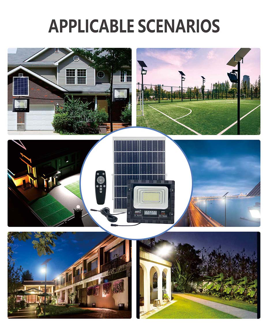 Solar Panel LED Waterproof Remote Control Floodlight 400W Outdoor Solar Light