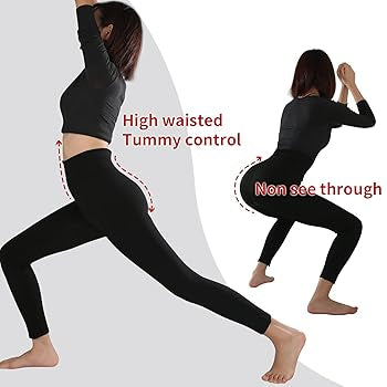 Woman Fleece Lined Leggings High Waist Yoga Pants, Casual Base Layer Plus Size