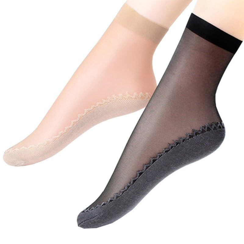 Ultra-Thin Transparent Skin Socks Women's Reinforced Toe