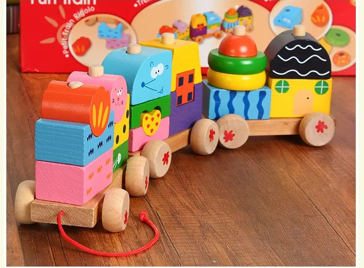 Wooden Train Educational Children Toy, develop Motor skills and Hand Eye coordination