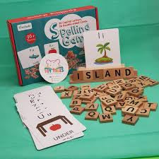 Spelling game designed for children, Includes 52 capital letters and 26 double-sided cards.