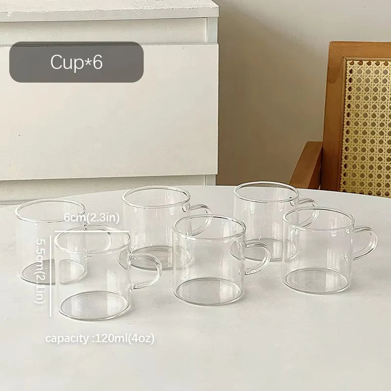 Clear Glass Coffee Cups set of 6 pcs