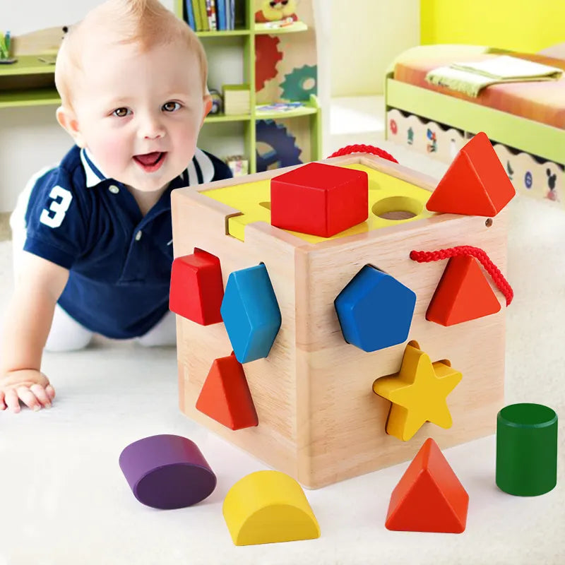 Shape Smart House, Box of Shapes and Color, wooden Set of educational shapes and colors
