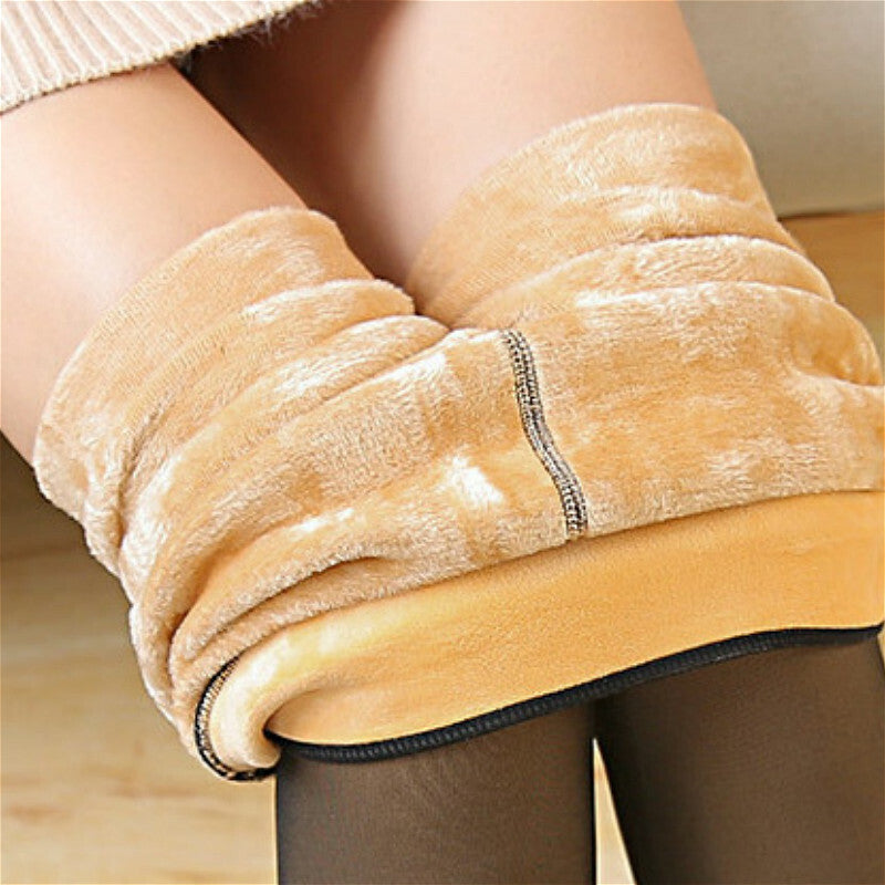 Lady Warm Flawless Legs Fake Translucent Fleece Pantyhose Sheer Tights Stockings