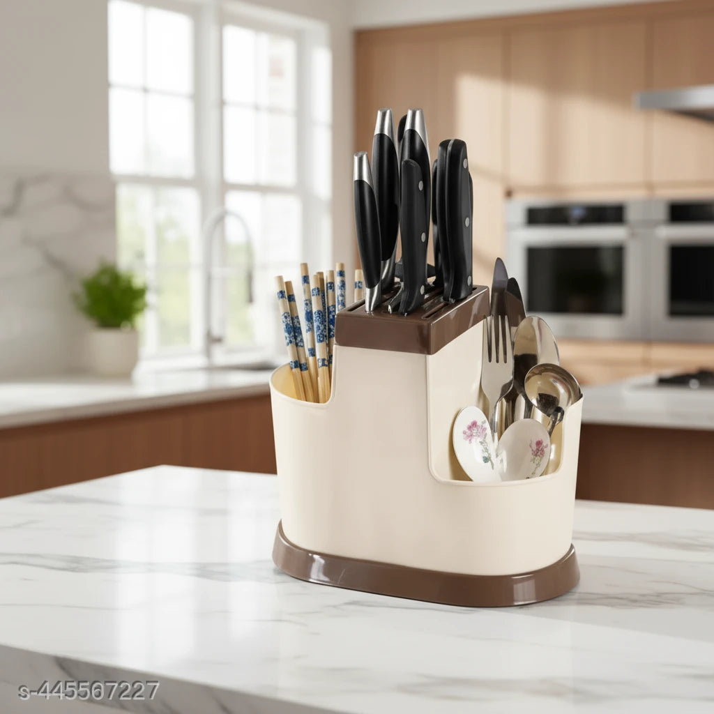 Kitchen Spoon, Fork, Chop Stick Holder Multi-Functional Self Draining