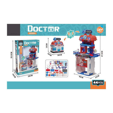 2 in 1 Children's Kids Doctor Medical Equipment Toys Set 3+ Years - 67 x 46x 23 cm and 30*18*33