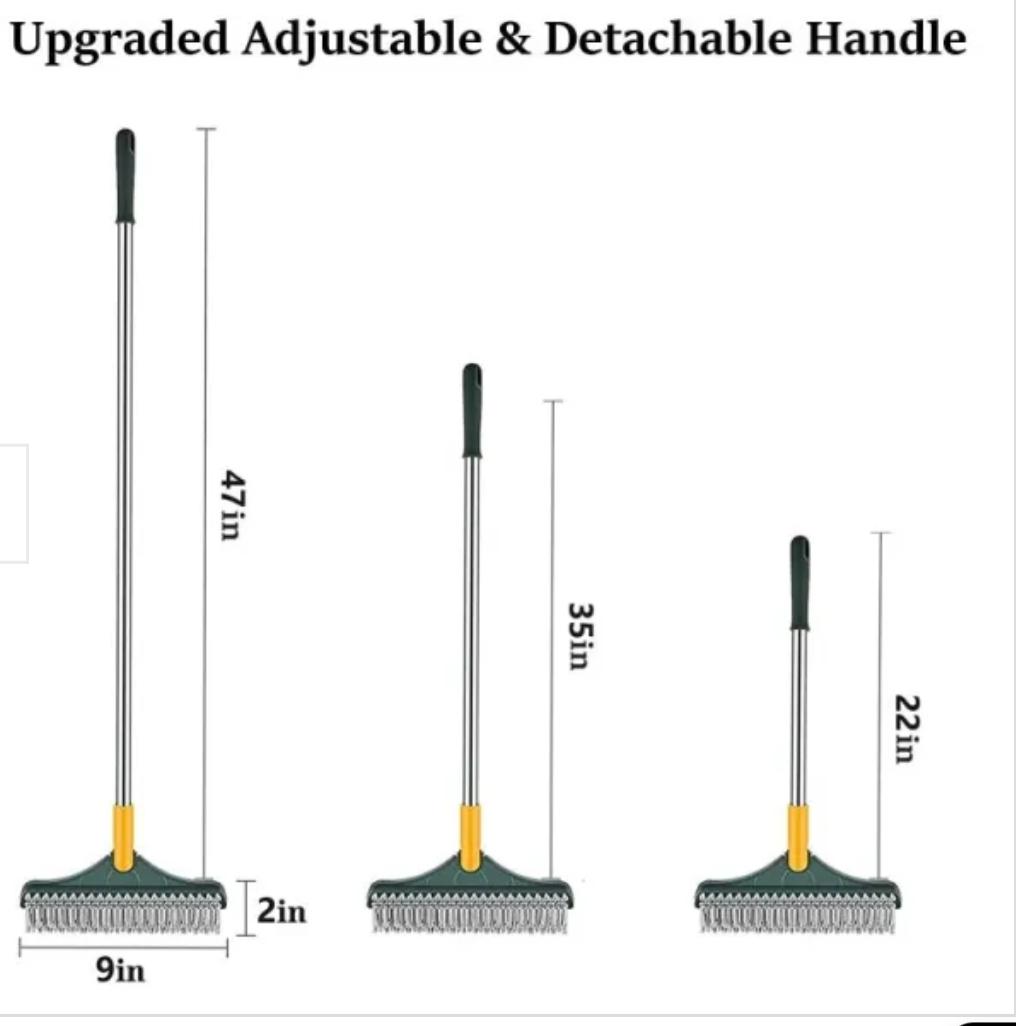 Cleaning Tool Bathroom Cleaning Brush with Wiper 2 in 1 Tiles Cleaning Brush Floor Scrub Bathroom Brush with Long Handle 120° Rotate Bathroom Disposable Plate