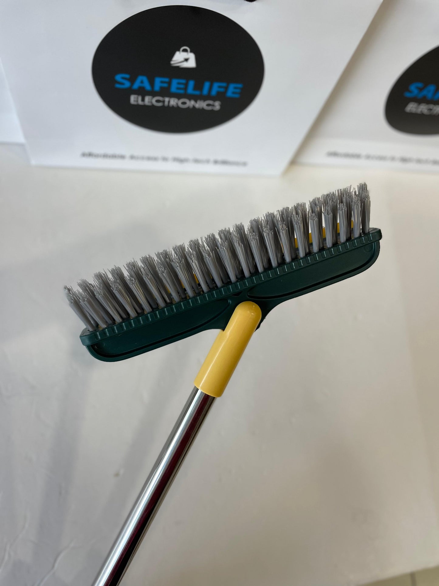 Cleaning Tool Bathroom Cleaning Brush with Wiper 2 in 1 Tiles Cleaning Brush Floor Scrub Bathroom Brush with Long Handle 120° Rotate Bathroom Disposable Plate
