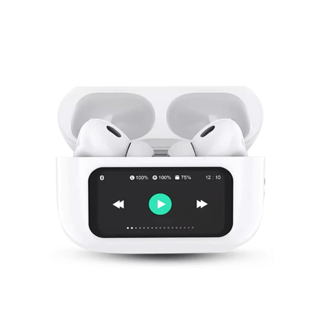 Airpod Pro 2Generation with Display Touch Screen Control Wireless Earbuds, with ANC ENC Active Noise Cancellation, Type C Fast Charging White