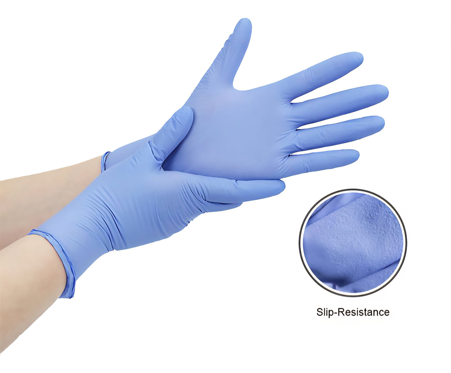 100 pcs of Blue Nitrile Gloves Disposable, Powder-Free, Latex-Free, Medical Exam Grade, Food Safe, Textured Grip