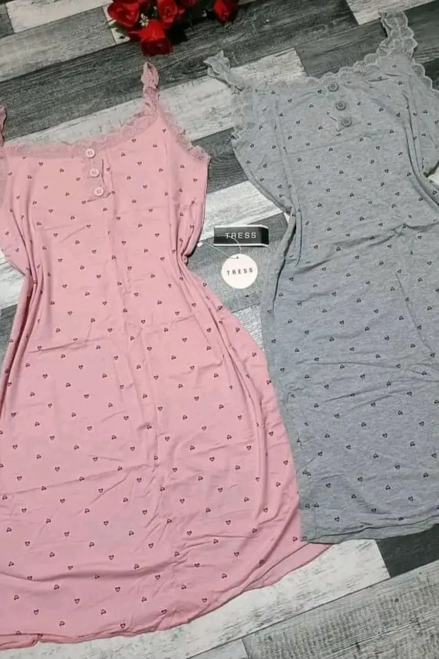 High quality Pyjamas Ladies Nightdress Long Nightdress With Hearts