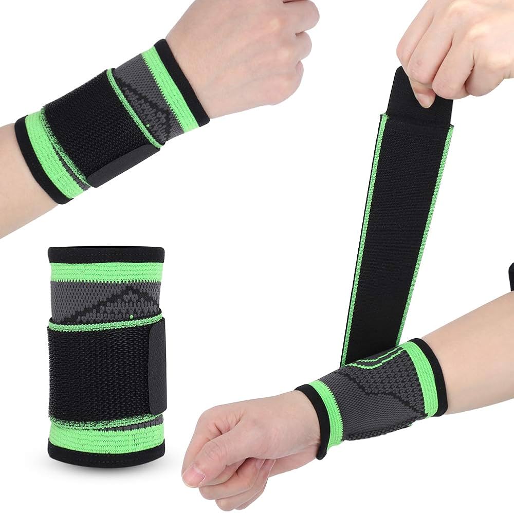 Sport Compression Wrist Guard Wrapped Bandage Breathable Support Wrist No Loose Elastic Sprots Wrist Guard For Fitness Weightlifting Basketball Volleyball Green Black 9976CA