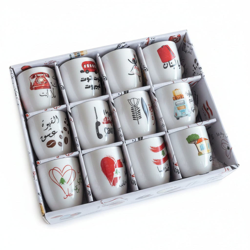 Momaz Lebanese Mugs For Nescafe And Tea 12 PCS