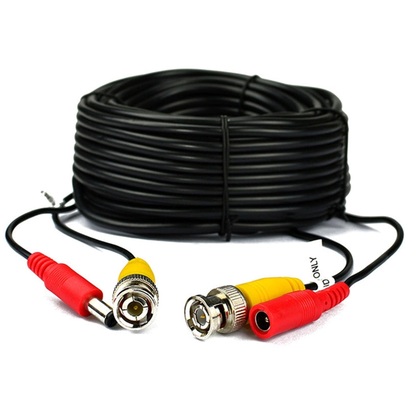 PKPOWER pre-made all-in-one bnc video and power cable wire cord with connector for cctv security camera black-25ft
