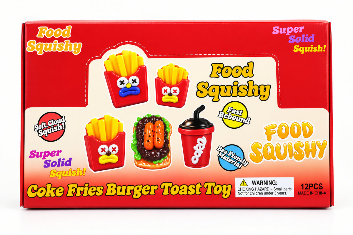 12 Pcs Food Squishy | Super Solid Squishy | Coke , Fries , Burger , Toast Toy Squishy For Kids E2529