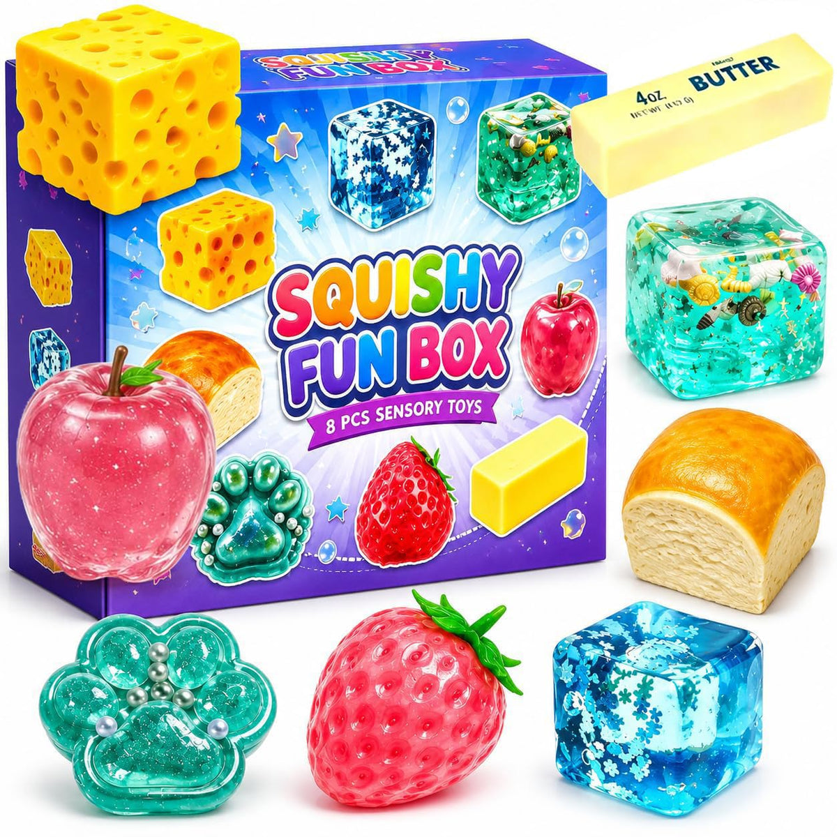 8 Pcs Squishy Fun Box, Squishy Mystery Box Set E2482