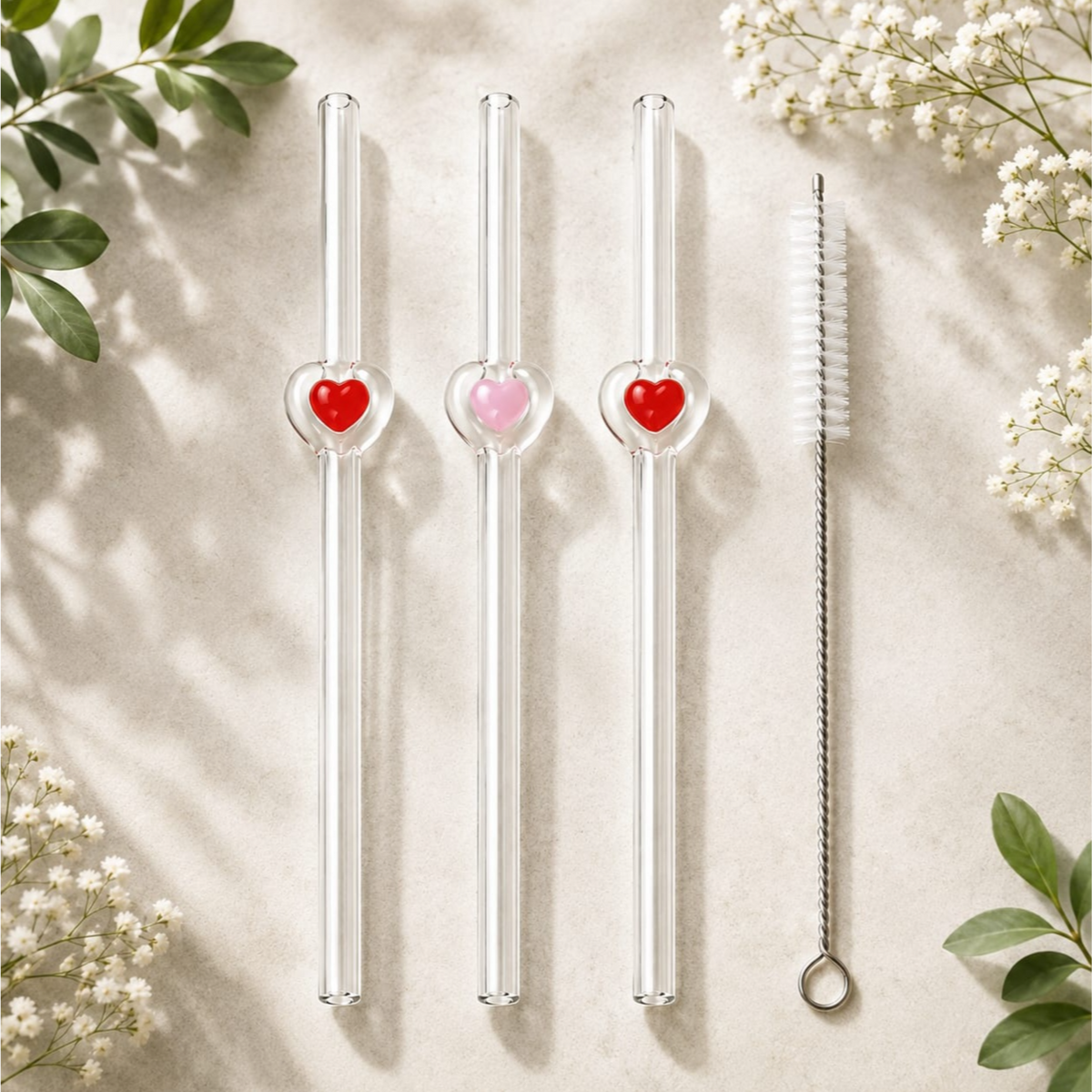 Glass Straws 3PCS + Cleaning Brush SE-535