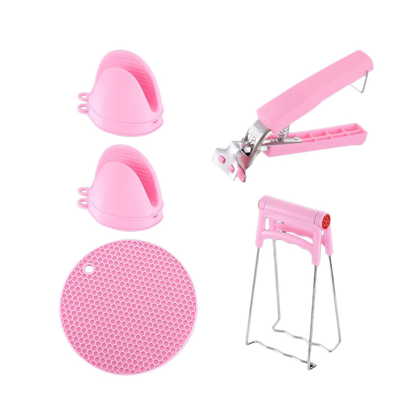 Stainless Steel Home Kitchen Anti-Scald Plate Take Bowl Dish Pot Holder Carrier Clamp Clip Handle and Silicon Slip Resistance Glove Combo KR-1333